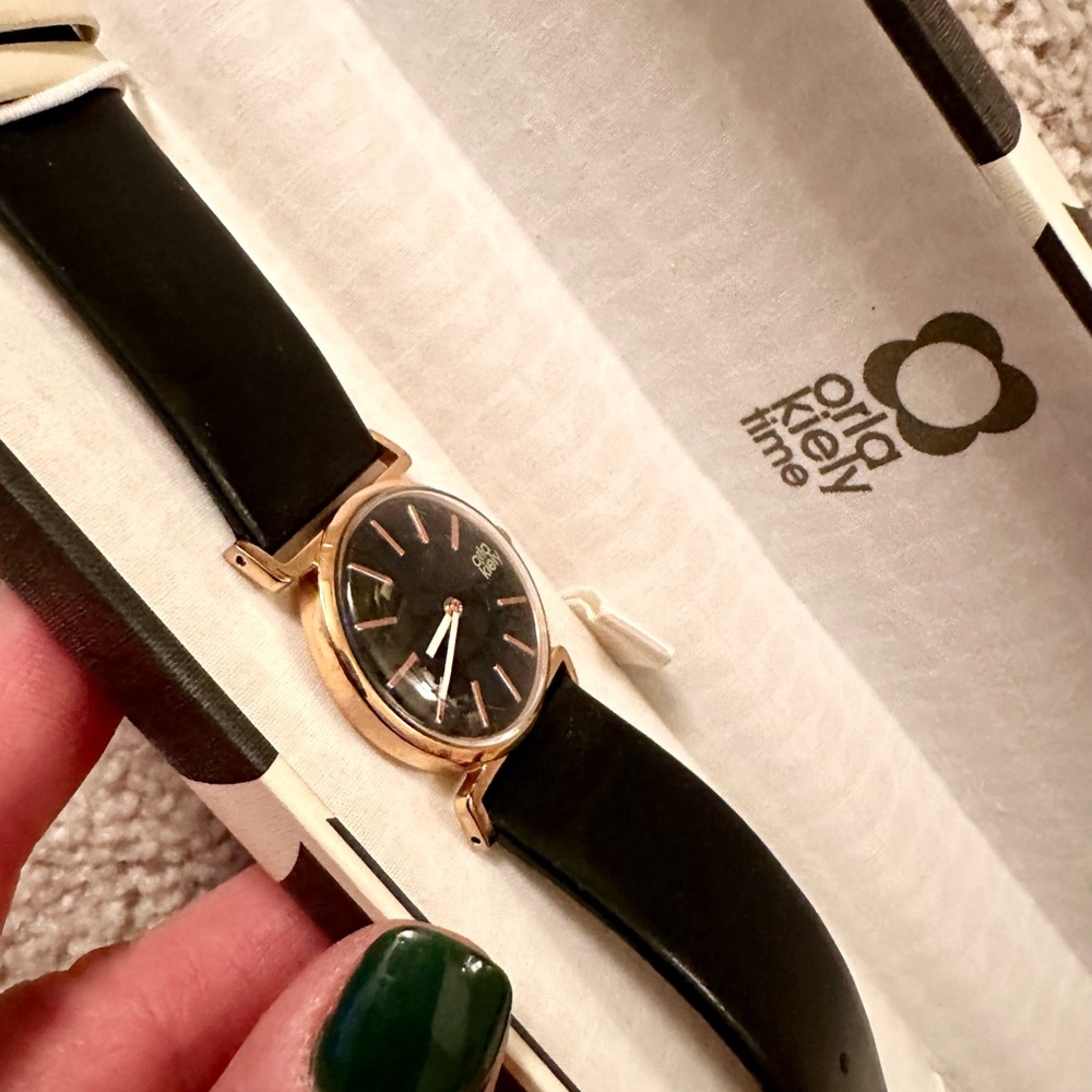 Orla Kiely Black Leather Watch